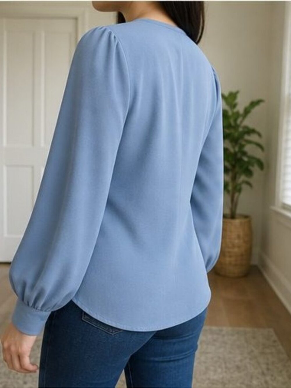 Blue V Neck Top - Picture 3 of 6